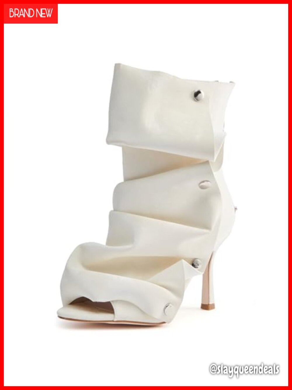 Women's Peep Toe Stiletto Ankle Booties Fold-Over Snap Panel Heels